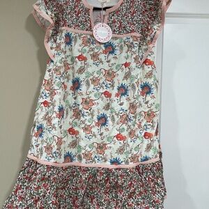 Umgee Multicolor Floral Dress with Striped Trim